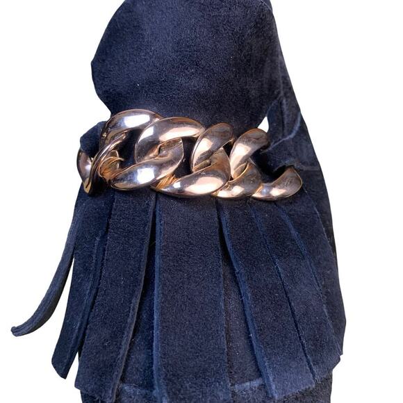 Jeffery Campbell Black Suede Chain Accent Block Heel Loafer Style Pump  Size 9.5 - Picture 7 of 9